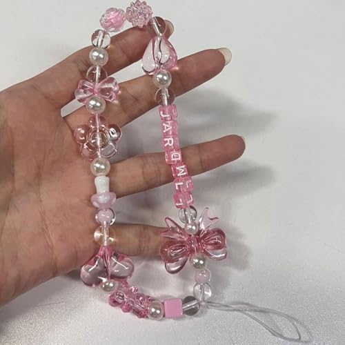 Pack de 6 correas para teléfono con cuentas de corazón y lazo de plástico 4