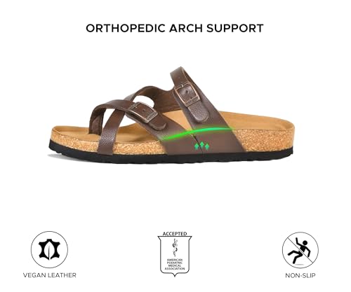 Image of AEROTHOTIC Recovery Slides for Women Cork Footbed Adjustable Straps Sandals