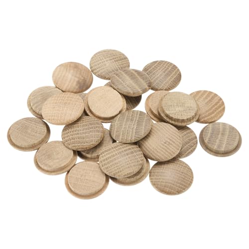 Image of uxcell 25 Pcs 1.1 x 1.4 Inch Wood Hole Plugs, Wooden Screw Hole Cover, Wood Pocket Button Plug for Chair Stair Craft Furniture Woodworking