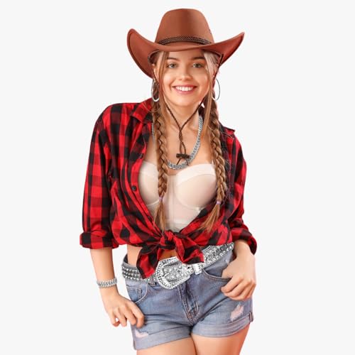 4 Pcs Women Rhinestone Jewelry Denim Accessories Set, Women's Rhinestone Bling Belt Shiny Hoop Earrings, Necklace and Bracelet for Wedding Halloween4