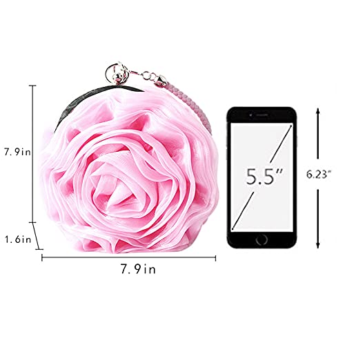 Image of Buddy Women Rose Shaped Clutch Soft Satin Wristlet Handbag Wedding Party Purse