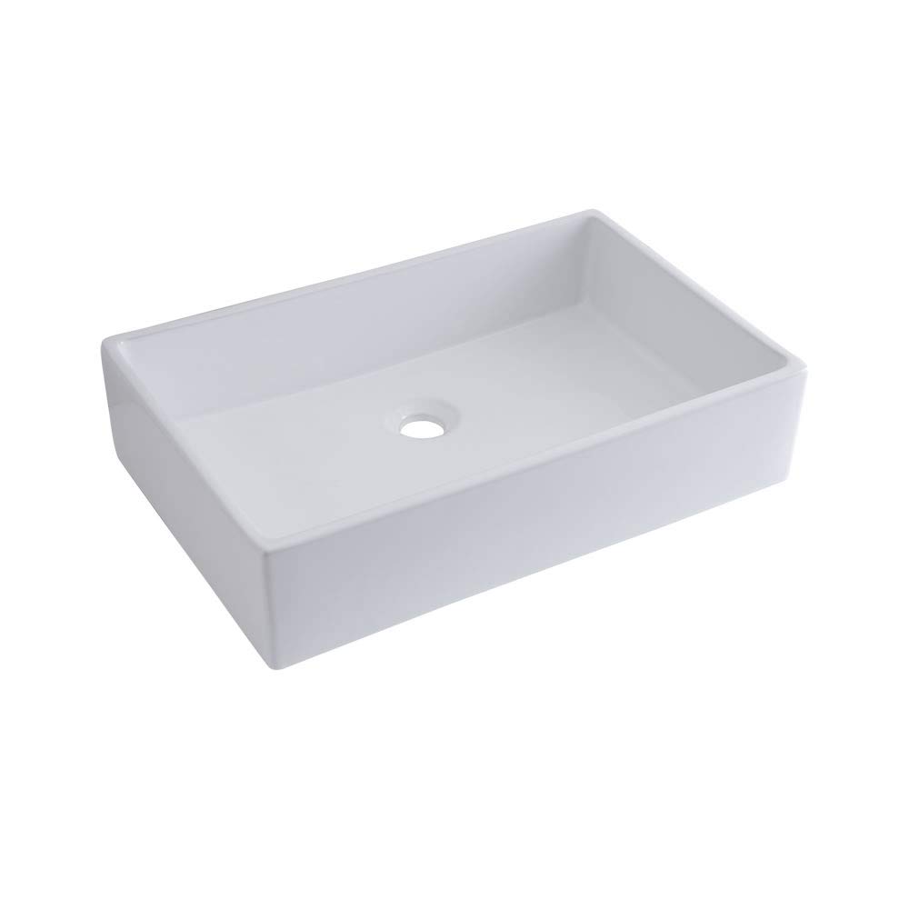 Milano White Westby Ceramic Rectangular Countertop Bathroom Basin Sink - 600Mm X 390Mm