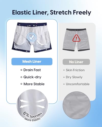Image of maamgic Mens Swim Trunks 5 Inch with Mesh Lining, Quick Dry Mens Bathing Suit, Swim Shorts for Swimming and Beach