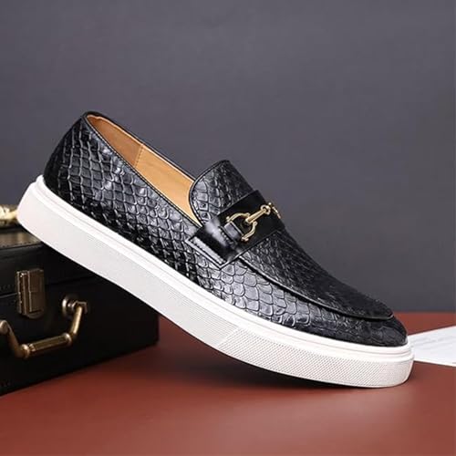 Men's Slip-On Woven Loafers - Leather Upper Comfort Casual Shoes - Formal Party Dress Shoes3