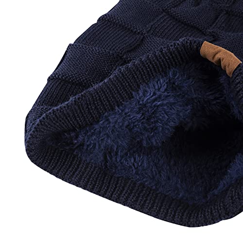 Redess Beanie Hat For Men And Women Winter Warm Hats Knit Slouchy Thick Skull Cap Navy Blue #TOP2