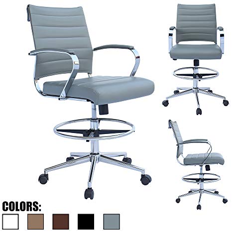 2xhome - Modern Adjustable Designer Ergonomic Office Drafting Chair Tilting Seat Office PU