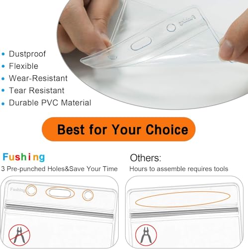 Fushing 10PCS Clear Waterproof Kunststoff Abzeichenhalter Namensschild Abzeichen ID-Kartenhalter (Vertikale)