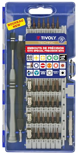 Tivoly • Coffret Embouts de Vissage de Précision • 60 pièces Magnétiques avec Accessoires • Attache Hexa Ø4mm • Pour Travaux de Précision (Démontage...