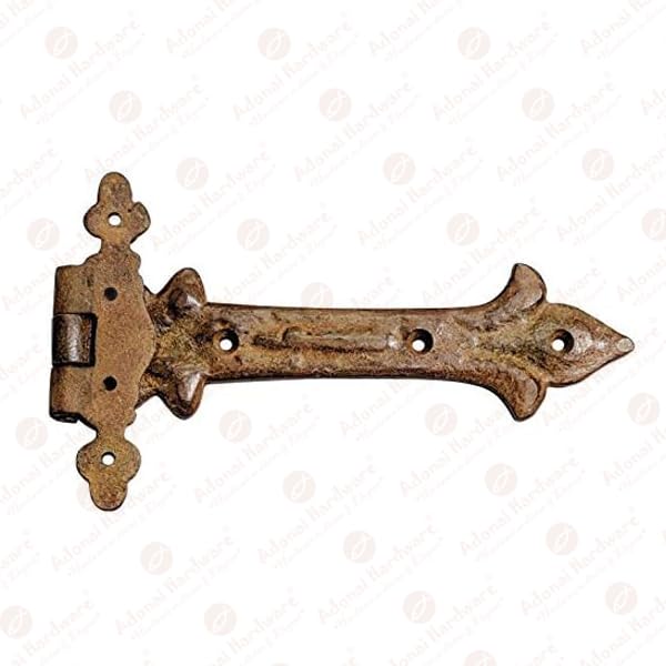 Image of Adonai Hardware Adonijah Antique Cast Iron Strap T Hinge (7.9 inch x 4 Pack, Rust Living Finish) for Barn Doors, Gates, Kitchen Cabinets, Sheds, Wooden Box, Furniture, Cedar Chest and Trunks