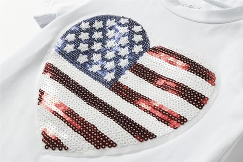 Image of Mud Kingdom Girls Boys Independence Day T-Shirt Fashion Sequins 4th of July Top Summer American Flag 2-9Y
