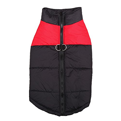 Haihuic Abrigo de Invierno para Perros, Clima frío, Chaleco cálido al Aire Libre, Chaquetas Deportivas Ropa de Snowboard para Perros pequeños, medianos y Grandes. Talla S-5XL | Rojo