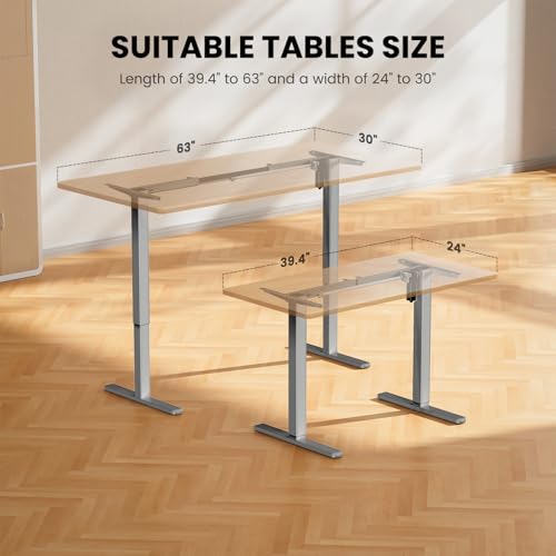 Image of ErGear Electric Stand up Desk Frame,4 Memory Height Settings Height Adjustable Table Legs, Sit Stand Desk Frame Up to 47.2 inch , Ergonomic Standing Desk Base Workstation, Grey Frame Only