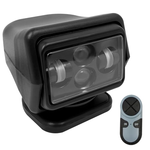 OUKANING Foco LED de 60 W, 600 m, 8000 lm, luz de trabajo LED con mando a distancia, 5 A, IP67, rotación de 360°, 6500 K, para todoterrenos, camiones, barcos, color negro