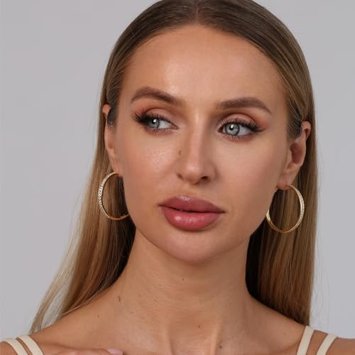 OOOPEL Large Rhinestone Hoops Sparkly Big CZ Hoop Earrings for Women Non Tarnish 925 Sterling Silver/Gold Plated Rhinestone Earrings for Sensitive Ears 20/30/40/50/60/70mm2