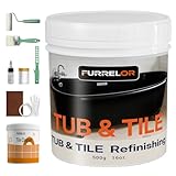 FURRELOR Tub and Tile Refinishing Kit, Tub Paint 16oz with 10pcs Tools, Tile Paint Kit Shower Bathtub Paint Water Based & Low Odor, Easy to Use Sink for Bathroom Kitchen, Semi-Gloss Black, 25-30sq.ft