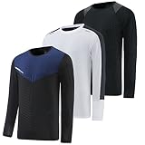 BOOMCOOL Men's Pack of 3 Functional Shirts, Long-Sleeved T-Shirts,Quick-Drying Shirts, Breathable Sp