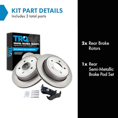 Image of TRQ Rear Brake Pad and Rotor Set Semi Metallic Rotors