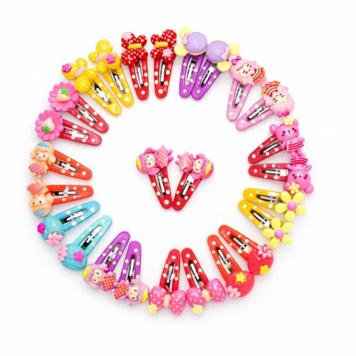 Image of Kids Multi-Design Tic Tac Hair Clips with Storage Box, 20 Pcs | 4 cm small multi-color hair clips for baby girls & toddlers. Features a strong grip. Perfect as a gift set accessory.