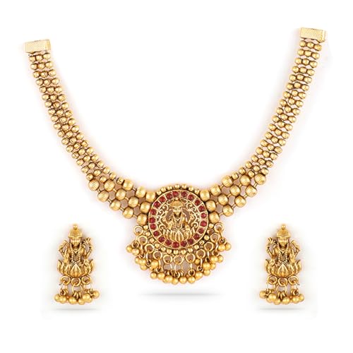 Image of Rubans Necklace Set Gold Plated Traditional Stylish Jewellery Gift for Women & Girls