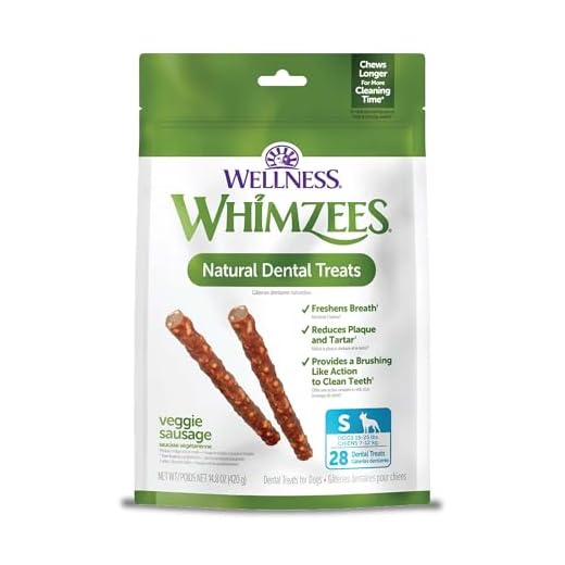 WHIMZEES Wellness Veggie Sausage Dog Dental Treats, Small Size Stick, (28 Count)