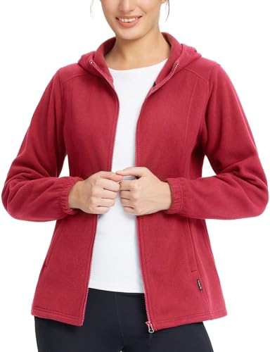baleaf Women's Full Zip Soft Hooded Fleece Jacket Warm Polar Fleece Lightweight Jackets with Pockets for Hiking Casual