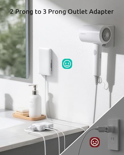Two Prong Extension Cord 10FT, for Old House Non-Grounded Outlets, White - image 2