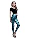 HDE Women Shiny Mermaid Leggings Liquid Wet Look Fish Scale Metallic Tight Pants (Teal, Medium)