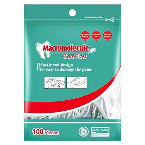 Floss Sticks Dental Floss Picks Complete Clean,2 in 1 Dental Toothpick Polyethylene Resistant Dental（100Pcs）