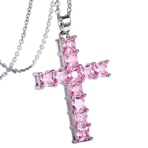 Amkui - Colgante de cruz religiosa, collar de cruz cristiana para hombre | Cadena colgante cruz retro, decoraciones de coche cruz interior, regalos para mujer, novia, novio, amante