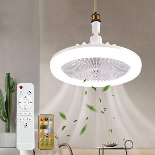 YumSur LED Ceiling Fan with Lights,30W Ceiling Fan Lights with Remote Control,3 Color Dimmable LED,3 Speeds,Modern Fan Lighting for Living Room,Dining Room,Bedroom,Office (Style 1)