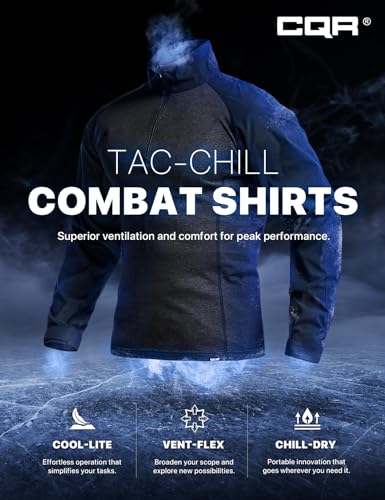 Image of CQR Men's Tactical Combat Shirt, 1 /4 Zip Long Sleeve Breathable Military BDU Training Top for Shooting, Hunting, Range Use