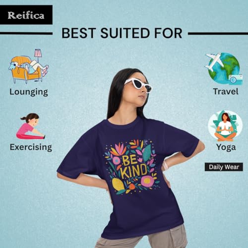 Image of Reifica 100% Pure Cotton Oversized Loose Fit Tshirts for Women