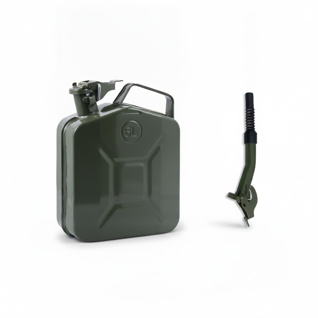 Bidón de metal de 5L con boquilla y tanque portátil de combustible para coche y moto