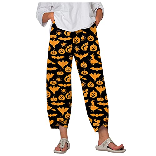 Pantalon de jogging femme jambes larges noir M en lin doux respirant