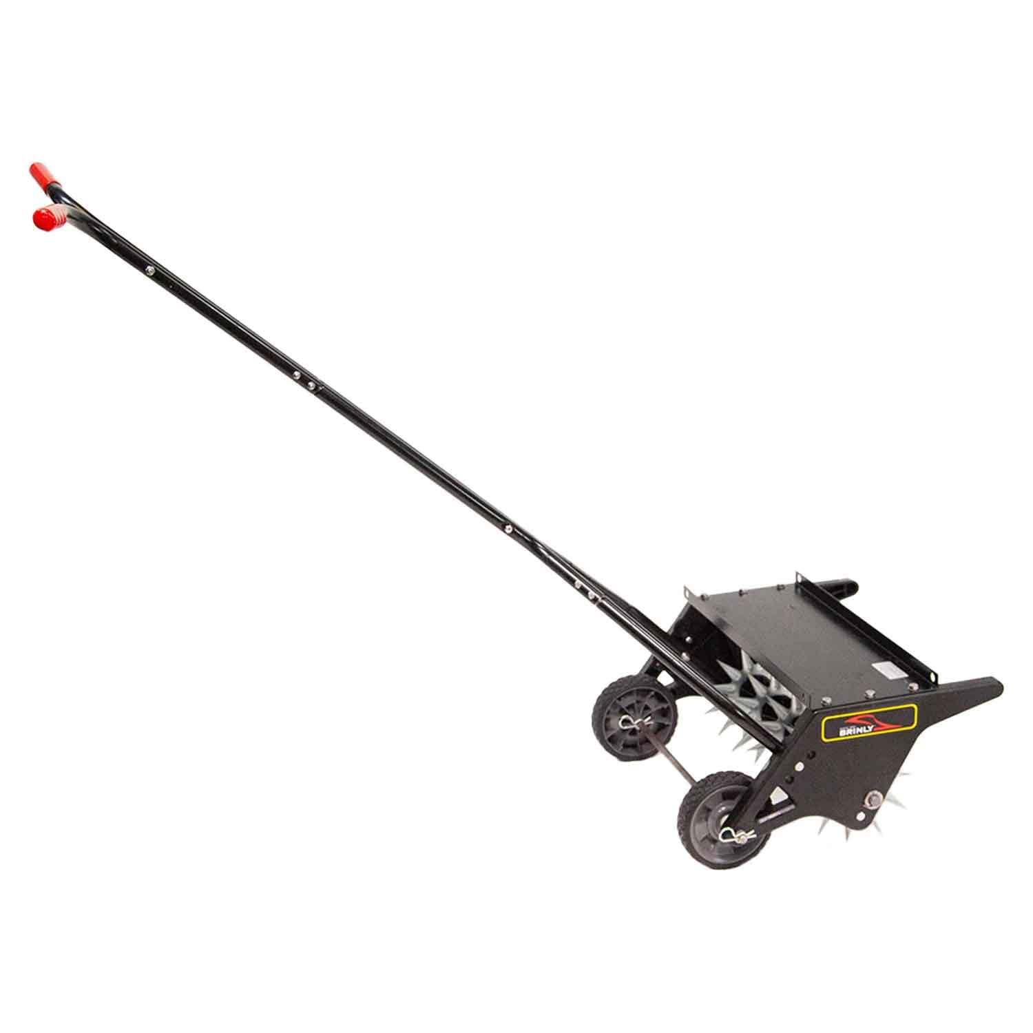 Brinly Aireador de Punta de Empuje Premium de 20 Pulgadas con Dientes de Acero galvanizado 3D y Bandeja de Pesas