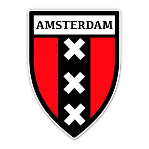 Squiddy Amsterdam Netherlands City Shield Vinyl Sticker | Travel Souvenir Decal for Phone, Laptop, Water Bottle | 3 inch high