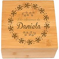 Regalo Personalizado: Caja de té de Madera grabada con el Texto