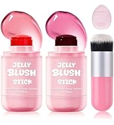 UAOE 2PCS Jelly Blush Stick for Cheeks,Multi-use Cooling Water Jelly Lip and Cheek Tint Stain,Moi...