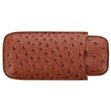 GAROZATION 携帯に便利なポータブルシガーケース 茶色オーストリッチレザー製 葉巻用キャリングポーチ 丸みを帯びたエッジで持ちやすく葉巻保