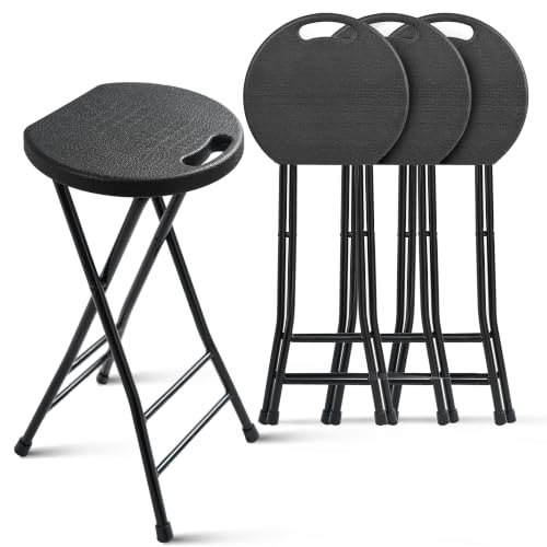 Image of COOZMENT 24-Inch Folding Stool with Handle, Folding Bar Stool with Non-Slip Feet,Folding Chair,Indoor and Outdoor Foldable Stool for Adults,500 lbs Capacity,Kitchen,Game Room(13 inchx11.5 inchx24 inch)