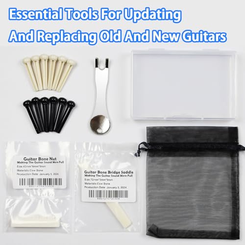 image for Junlego Guitar Bridge Pins with Bridge Pin Puller Remover (F:14pcs+Bon