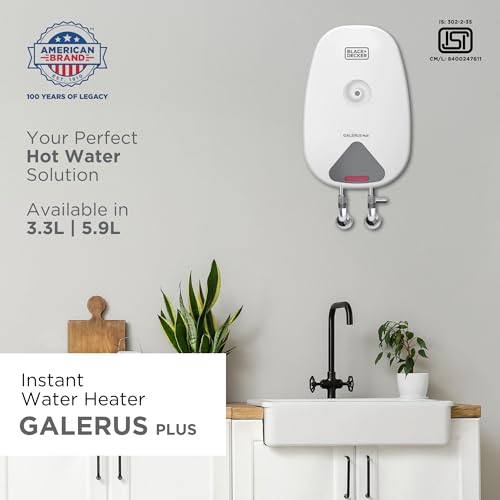 Image of Black+Decker Galerus Plus Geyser 5.9 Litre | Instant Water Heater for Home & Kitchen | 3KW | High Grade Stainless Steel Tank I Copper Sheathed Heating Element I 5 Year Tank Warranty | Water Geyser
