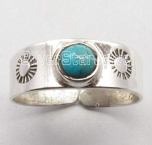 Cabochon Turquoise December Birthstone Toe Ring Solid Silver Best New Year's Day Jewelry Deals