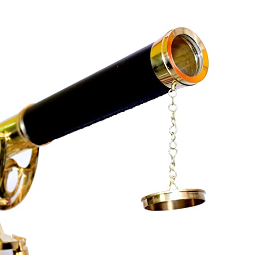 Vintage Solid Brass Nautical Port Marine Navy Telescope Single Barrel Brass Finish & Brown (Single Barrel Telescope (Height:65" Inches)) #TOP4