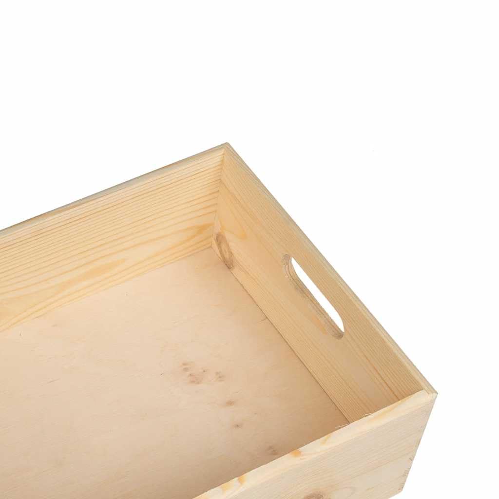 Caja de madera con asas 40 x 30 x 13 cm de pino macizo versátil almacenamiento para dormitorio, oficina, baño, cocina