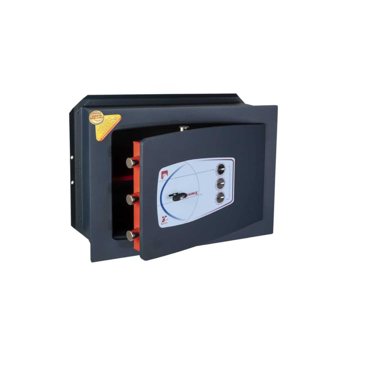 Technomax, Cassaforte a muro, Serie Gold Diplo modello GD/5, Apertura con Chiave a doppia mappa + Combinatore a 3 Volantini, Dimensioni mm. 340 (H) x 460 (L) x 200 (P)