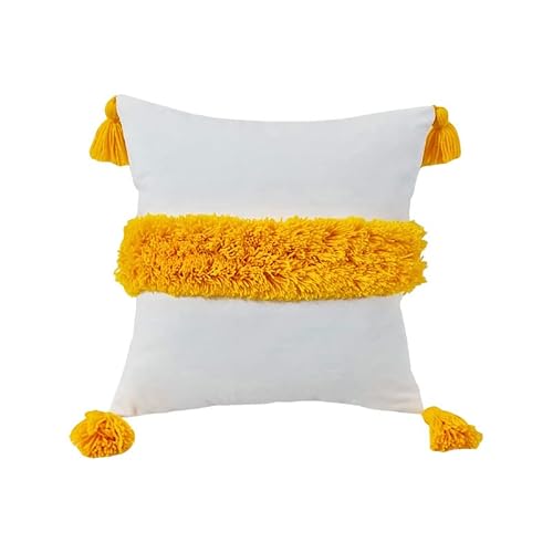 WWW.THROWPILLOW.IN Yellow Midtufted Cushion Cover (16X16)