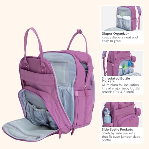 BabbleRoo Diaper Bag Backpack, Baby Nappy Changing Bags Multifunction Waterproof Travel Back Pack