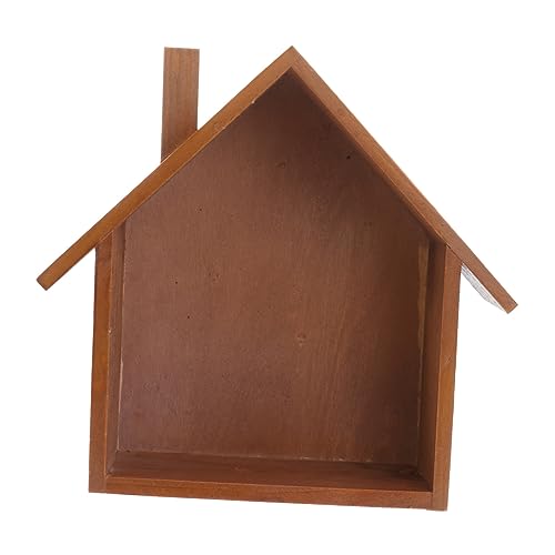 HOLIDYOYO 1 Pc Estante de Almacenamiento Colgante Estante Madera Pared balda Pared Madera Estante de Pared en Forma de casa decoración para Dormitorio Decorativo Perchero de Madera Bambú