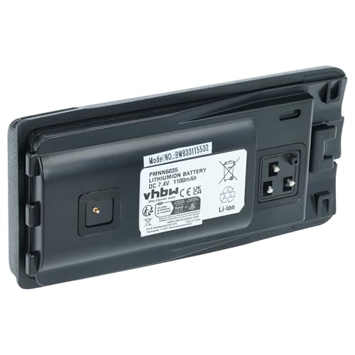 vhbw 1x batería Compatible con Motorola CP110, EP150, RDM2070D, A12, A10 Radio (1100 mAh, 7,4 V, Li-Ion) + Pinza